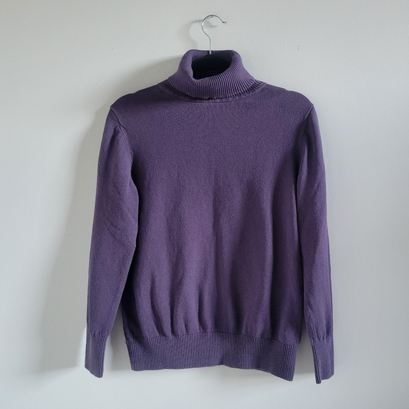 L.L. Bean Sweaters - L.L. Bean Plum Purple Cotton/Cashmere Turtleneck Sweater Womens Medium